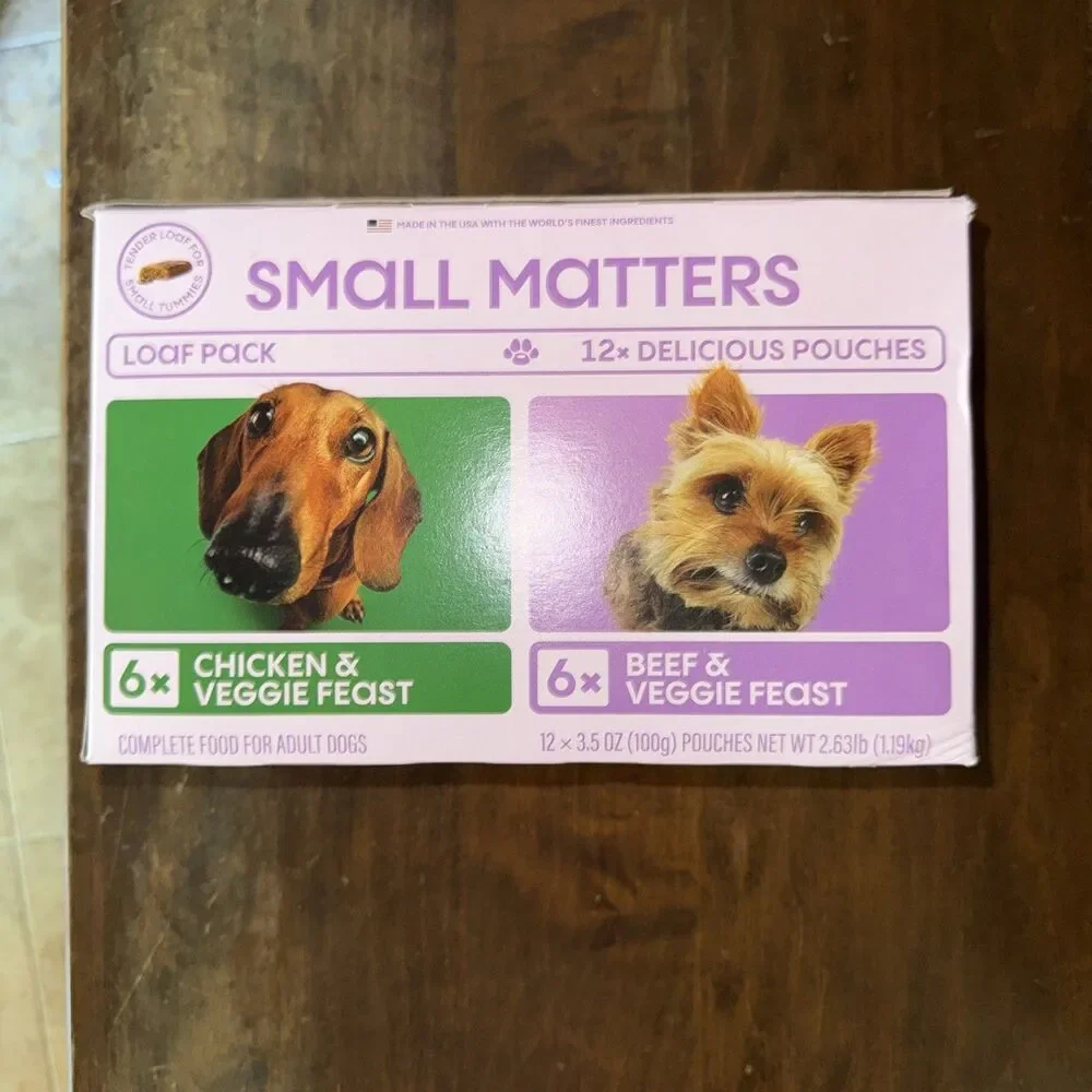 Small Matters Wet Dog Food Beef & Chicken Veggie Feast, 3.5oz, 12 Loaf Packs